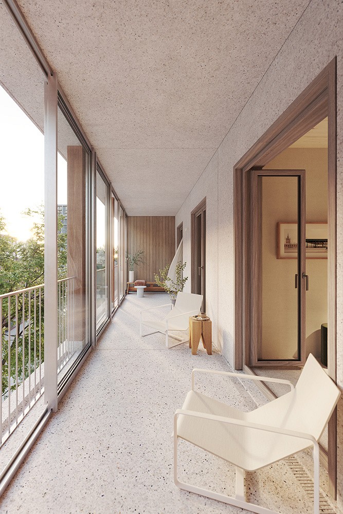 Boomgaard, Nieuw Zuid: rendering of terrace with view